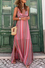 Load image into Gallery viewer, Red Halter Neck Tribal Boho Printed Backless Maxi Dress