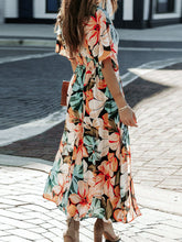 Load image into Gallery viewer, Floral Plunge Half Sleeve Dress