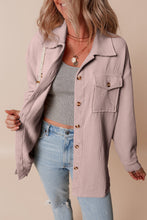 Load image into Gallery viewer, Light Pink Corduroy Flap Pocket Button Up Shacket