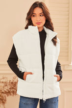 Load image into Gallery viewer, Beige Zipper Stand Neck Oversized Puffer Vest