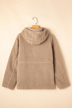 Load image into Gallery viewer, Pale Khaki Fleece Zip Up Drawstring Hooded Pocketed Jacket