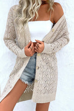 Load image into Gallery viewer, Openwork Button Down Long Sleeve Cardigan