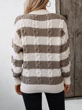 Load image into Gallery viewer, Striped Round Neck Long Sleeve Sweater