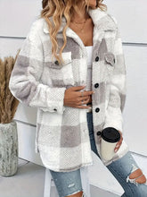 Load image into Gallery viewer, Plaid Dropped Shoulder Long Sleeve Plush Coat