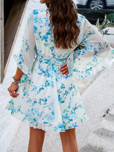 Load image into Gallery viewer, Ruffled Printed Surplice Half Sleeve Mini Dress