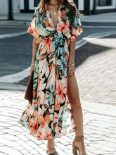 Load image into Gallery viewer, Floral Plunge Half Sleeve Dress