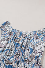 Load image into Gallery viewer, Blue Boho Paisley Print Off Shoulder Maxi Dress