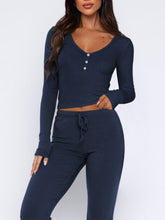 Load image into Gallery viewer, V-Neck Long Sleeve Top and Pants Set