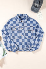 Load image into Gallery viewer, Checkered Button Up Long Sleeve Denim Jacket