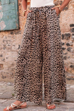 Load image into Gallery viewer, Leopard Drawstring Wide Leg Pants