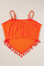 Load image into Gallery viewer, Orange Textured Tassel Hem Cropped Cami Top