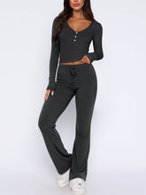 Load image into Gallery viewer, V-Neck Long Sleeve Top and Pants Set