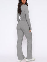 Load image into Gallery viewer, V-Neck Long Sleeve Top and Pants Set