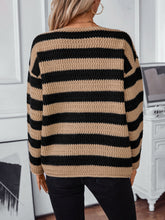 Load image into Gallery viewer, Striped Dropped Shoulder Long Sleeve Sweater