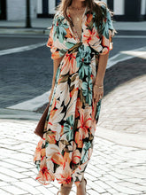 Load image into Gallery viewer, Floral Plunge Half Sleeve Dress