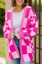 Load image into Gallery viewer, Checkered Open Front Long Sleeve Cardigan