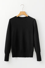 Load image into Gallery viewer, Black Solid Color Slim Fit Lightweight Crew Neck Sweater