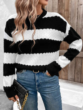 Load image into Gallery viewer, Striped Round Neck Long Sleeve Sweater