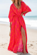 Load image into Gallery viewer, Drawstring Printed V-Neck Maxi Dress