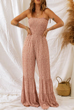 Load image into Gallery viewer, Khaki Thin Straps Smocked Bodice Wide Leg Floral Jumpsuit