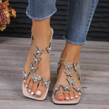 Load image into Gallery viewer, Rhinestone Butterfly Flat Sandals