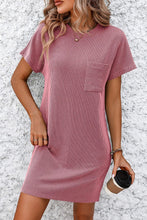 Load image into Gallery viewer, Ribbed Striped Short Sleeve Mini Tee Dress