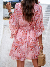 Load image into Gallery viewer, Ruffled Printed Surplice Half Sleeve Mini Dress