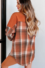 Load image into Gallery viewer, Khaki Colorblock Plaid Pattern Flap Pockets Buttoned Shacket