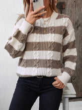 Load image into Gallery viewer, Striped Round Neck Long Sleeve Sweater