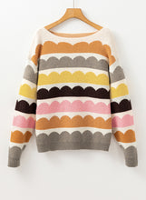 Load image into Gallery viewer, Yellow Wave Striped Balloon Sleeve Drop Shoulder Sweater