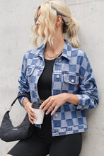 Load image into Gallery viewer, Checkered Button Up Long Sleeve Denim Jacket