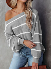 Load image into Gallery viewer, Striped Dropped Shoulder Pullover Sweater