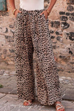 Load image into Gallery viewer, Leopard Drawstring Wide Leg Pants