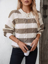 Load image into Gallery viewer, Striped Round Neck Long Sleeve Sweater