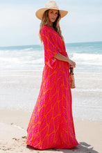 Load image into Gallery viewer, Drawstring Printed V-Neck Maxi Dress