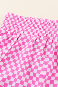 Pink Plaid High Waisted Athletic Shorts