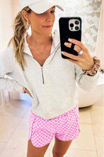 Load image into Gallery viewer, Pink Plaid High Waisted Athletic Shorts