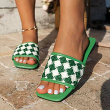 Load image into Gallery viewer, Plaid Open Toe Flat Sandals