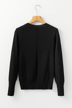 Load image into Gallery viewer, Black Solid Color Slim Fit Lightweight Crew Neck Sweater