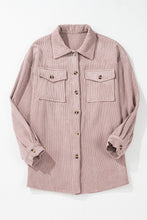 Load image into Gallery viewer, Light Pink Corduroy Flap Pocket Button Up Shacket