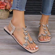 Load image into Gallery viewer, Rhinestone Butterfly Flat Sandals