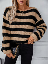 Load image into Gallery viewer, Striped Dropped Shoulder Long Sleeve Sweater