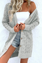 Load image into Gallery viewer, Openwork Button Down Long Sleeve Cardigan