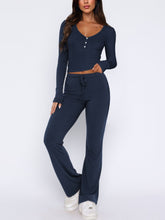 Load image into Gallery viewer, V-Neck Long Sleeve Top and Pants Set