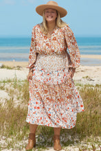 Load image into Gallery viewer, Khaki Plus Size Floral Tiered Ruffle Maxi Dress