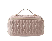 Load image into Gallery viewer, Solid Quilted Travel Makeup Bag