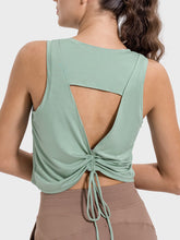 Load image into Gallery viewer, Drawstring Cutout Round Neck Active Tank