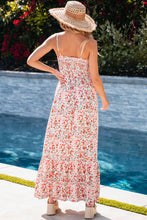 Load image into Gallery viewer, White Boho Floral Smocked Ruffled Maxi Dress