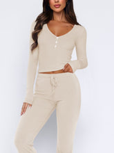 Load image into Gallery viewer, V-Neck Long Sleeve Top and Pants Set