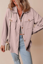 Load image into Gallery viewer, Light Pink Corduroy Flap Pocket Button Up Shacket